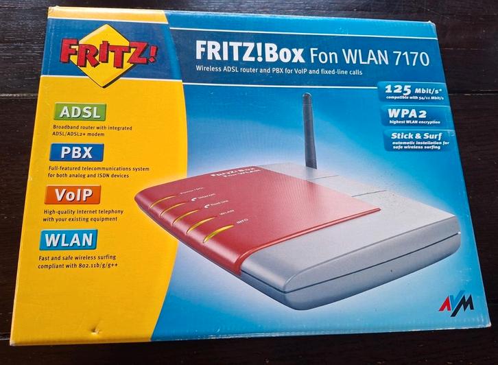 FRITZ!Box Fon WLAN 7170 ADSL Router VoiP WLAN ADSL PBX, Computers en Software, Routers en Modems, Gebruikt, Router met modem, Ophalen of Verzenden
