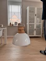 Hanglamp wit met hout, Huis en Inrichting, Lampen | Lampenkappen, Ophalen, Zo goed als nieuw, Wit, Rond