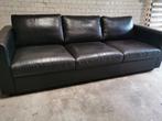 Zwart leren bank ikea, Gebruikt, Driepersoons, Ophalen of Verzenden, Rechte bank