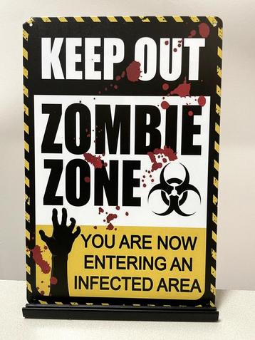 Zombie Zone, metalen tekstbord (Old Look) beschikbaar voor biedingen