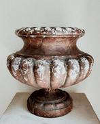 Antieke gietijzeren tuinvaas jardinière met geweldig patina., Ophalen of Verzenden