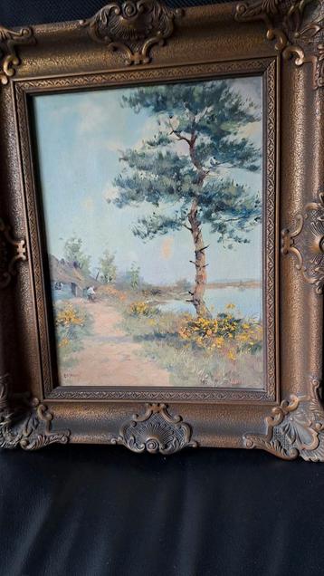 Schilderij  B.Medema met Boom en Huisje beschikbaar voor biedingen
