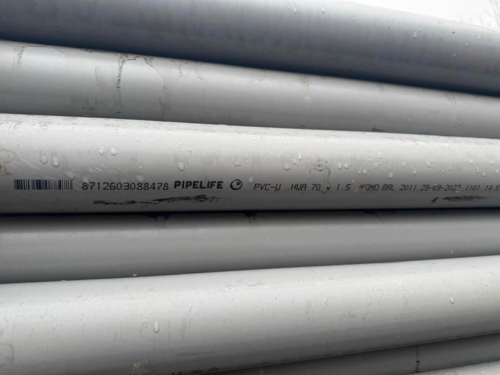 PVC Hemelwaterafvoerbuizen 70mm - 108 stuks, Doe-het-zelf en Verbouw, Buizen en Afvoer, Gebruikt, Afvoer, Pvc, 2 tot 4 meter, 60 tot 80 mm