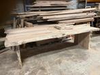Eiken stoere boomstam tafel bijna 8 dik met onderstel hout, Ophalen, 200 cm of meer, Zo goed als nieuw, Vijf personen of meer