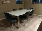 Eettafel Xooon glas-rvs, Huis en Inrichting, Tafels | Eettafels, Ophalen, Gebruikt, 200 cm of meer, 50 tot 100 cm