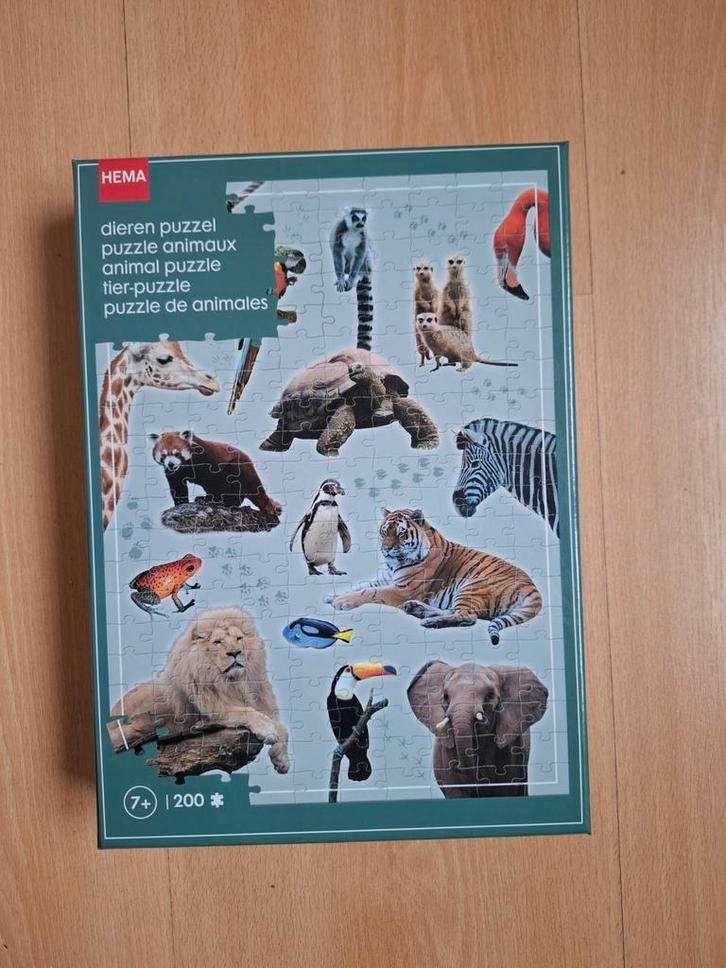 dieren puzzel 200 stukjes, Hobby en Vrije tijd, Denksport en Puzzels, Gebruikt, Legpuzzel, Minder dan 500 stukjes, Ophalen of Verzenden