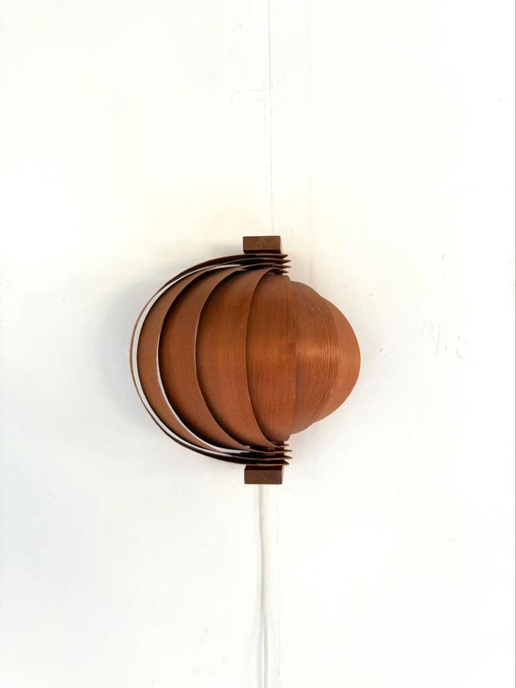 Vintage ‘Moon’ wandlamp, Hans Agne Jakobsson ‘60, Huis en Inrichting, Lampen | Wandlampen, Zo goed als nieuw, Hout, Ophalen of Verzenden