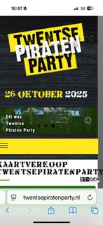2x entree kaart TPP rossum Twentse piratenparty, Twee personen