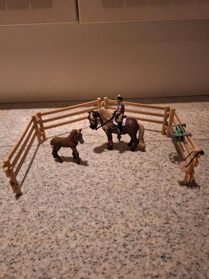 Schleich Paard met Ruiter, Hekken en Accessoires, Kinderen en Baby's, Speelgoed | Poppen, Gebruikt, Overige typen, Ophalen of Verzenden