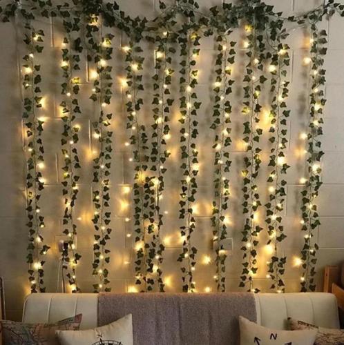 12 Kunst Klimop Bladeren Slinger Met Led Lamp / Hangplant, Huis en Inrichting, Woonaccessoires | Kunstplanten en Kunstbloemen