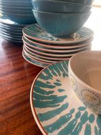 Servies turquoise, Huis en Inrichting, Ophalen, Gebruikt, Effen, Compleet servies