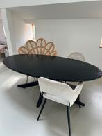 Zwarte ovale eettafel 200 cm., Ophalen, 100 tot 150 cm, 200 cm of meer, Zo goed als nieuw