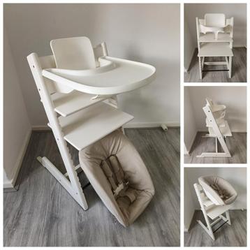 Stokke Tripp Trapp wit met babyset,tray en newbornset  beschikbaar voor biedingen