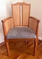 Retro eiken houten stoel met rotan rug en zijkanten, Huis en Inrichting, Stoelen, Ophalen, Gebruikt, Bruin, Riet of Rotan