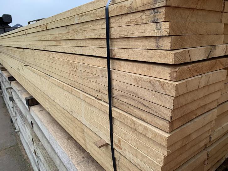 22x200 mm fijn bezaagde eiken planken ruw diverse lengtes, Doe-het-zelf en Verbouw, Hout en Planken, Nieuw, Eiken