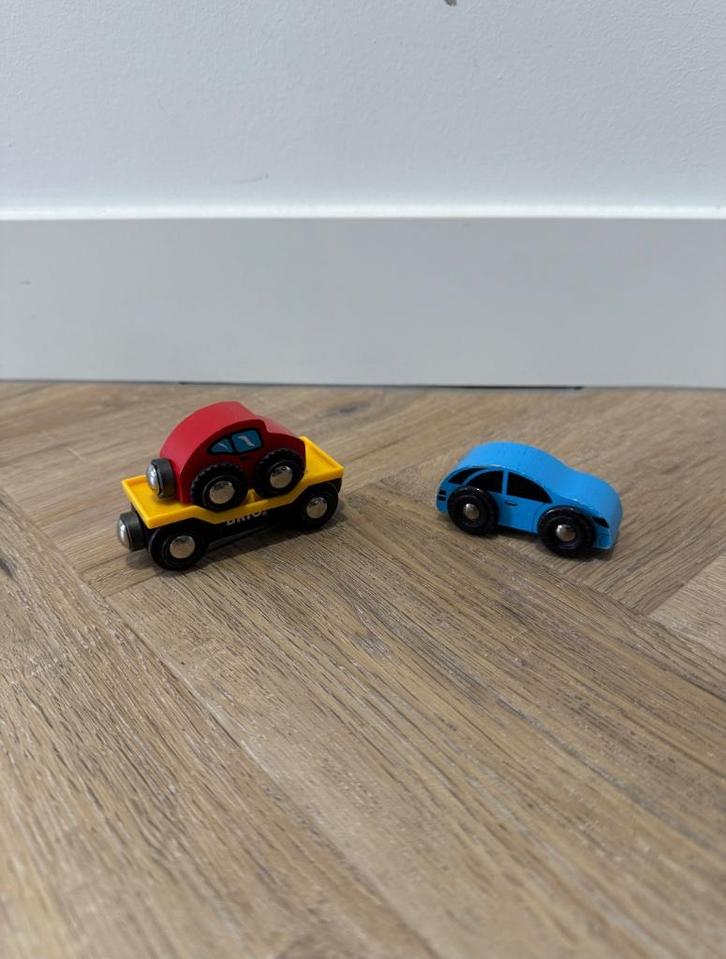 Heel goed vintage Brio 3x car transporter auto set 33559, Kinderen en Baby's, Speelgoed | Houten speelgoed, Zo goed als nieuw
