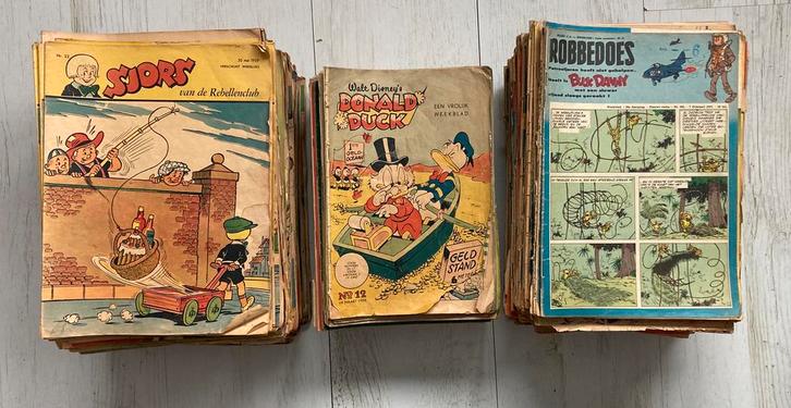 oude Donald Duck, Robbedoes, Sjors, Pep weekbladen, Boeken, Stripboeken, Gelezen, Meerdere stripboeken, Ophalen of Verzenden