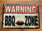 WARNING BBQ-Zone metalen reclamebord / wandbord (Old Look), Tuin en Terras, Nieuw, Ophalen of Verzenden, Pand50, Info@pand50.nl