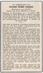 Pater Pierre Damen 1889 Soerendonk + 1965 Mierlo, 75 jaar, Verzamelen, Verzenden