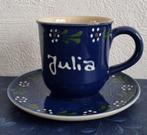 Kop en schotel met de naam Julia, Huis en Inrichting, Keuken | Servies, Overige materialen, Gebruikt, Ophalen of Verzenden, Overige stijlen