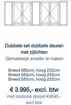 Hardhout kozijn met dubbele tuindeuren, Ophalen of Verzenden, Glas, 120 cm of meer, 215 cm of meer