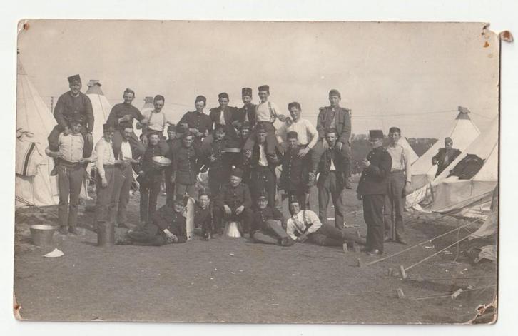 Fotokaart militairen in tentenkamp mogelijk mobilisatie WOI, Verzamelen, Militaria | Algemeen, Landmacht, Foto of Poster, Nederland