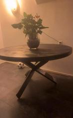 Mooie Tafel mangohout 120cm+4 stoelen velvet zwart set, Huis en Inrichting, Tafels | Eettafels, Ophalen, Rond, Zo goed als nieuw