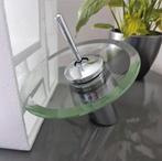Badkamer kraan, wastafelkraan, glas, chroom, mengkraan, rond, Ophalen of Verzenden, Nieuw, Overige typen