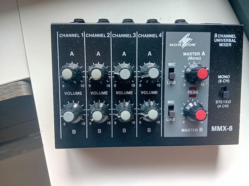 Monacor MMX-8 Mixer - 8 Kanalen, Muziek en Instrumenten, Mengpanelen, Gebruikt, 5 tot 10 kanalen, Microfooningang, Ophalen