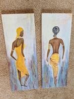 2 Luik in Afrikaanse sfeer., Antiek en Kunst, Kunst | Schilderijen | Modern, Ophalen of Verzenden