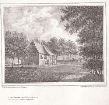 E. Huijgens -Boerderij met man op bank Vroege steendruk 1820 beschikbaar voor biedingen