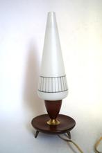 vintage Deense stijl? tafellamp tripod teak glas mid century, Minder dan 50 cm, Vintage scandinavie, Gebruikt, Ophalen of Verzenden