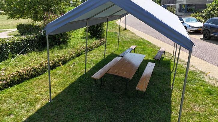 Te Huur Partytent 6x6 en 6x12 Incl meubilair en brengen €150, Tuin en Terras, Partytenten, Gebruikt, 2 meter of meer, 5 tot 8 meter