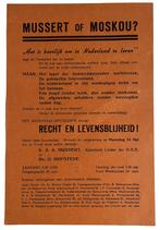 NSB flyer -  Mussert or Moskou?, Verzamelen, Militaria | Tweede Wereldoorlog, Ophalen of Verzenden, Overige soorten, Nederland