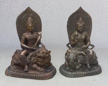 32 cm brons Durga+Leeuw brons + KwanYin Bodhisattva olifant beschikbaar voor biedingen