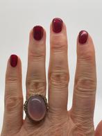 A876 Prachtige zilveren ring roze steen (verstelbaar), Ophalen of Verzenden, X, Dame, Goud