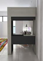 Studio hoogslaper met bureau en kast - 90x200 - Antraciet, Niet ingevuld, Niet ingevuld, Nieuw, Ophalen of Verzenden