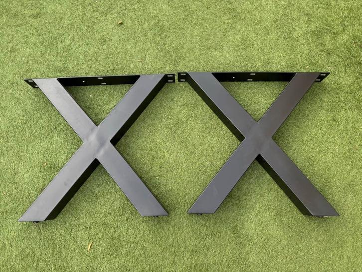 X tafelpoten zwart staal, Huis en Inrichting, Tafelonderdelen, Zo goed als nieuw, Tafelpoot, 50 tot 100 cm, 50 tot 100 cm, Overige vormen