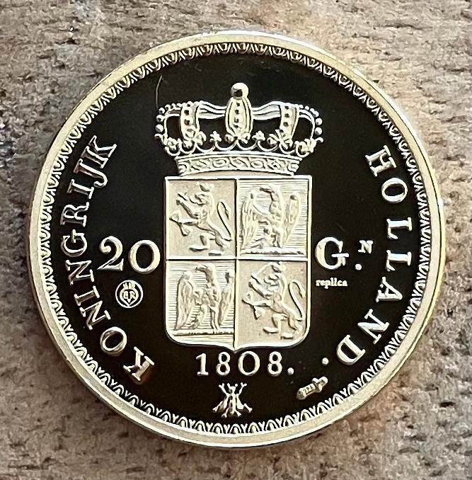zilveren replica van gouden 20 gulden 1808 Lodewijk Napoleon, Postzegels en Munten, Munten | Nederland, Losse munt, Overige waardes