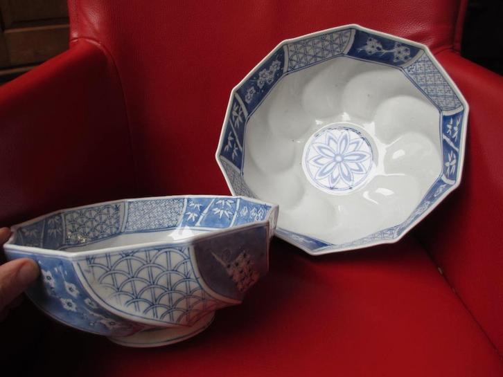 Chinees porceleinen schaal puddingvorm 21 en 27 cm breed, Antiek en Kunst, Antiek | Porselein, Ophalen of Verzenden