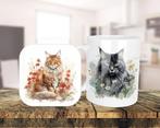 Maine Coon Aquarel set onderzetter + mok, Ophalen of Verzenden, Nieuw, Overige stijlen, Kop(pen) en/of Schotel(s)