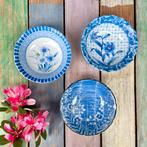 Kleine kommetjes schaaltjes blauw bloemetjes Japan, Gebruikt, Ophalen of Verzenden, Kom(men), Overige stijlen
