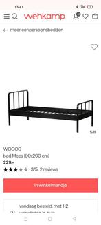 1 persoons bed zwart metaal, Huis en Inrichting, Slaapkamer | Bedden, 90 cm, Eenpersoons, Zwart, Ophalen of Verzenden