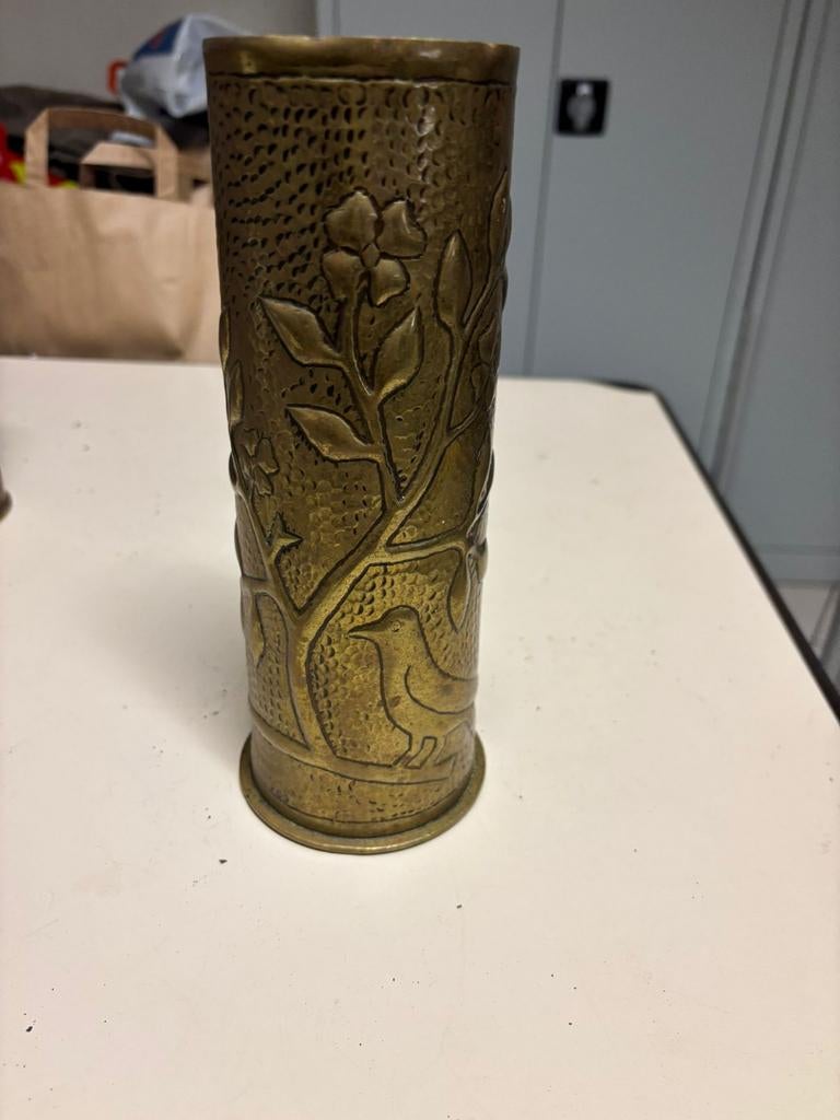 Oude granaathuls met gravure, Verzamelen, Ophalen of Verzenden, Onbekend, Onbekend, Onbekend