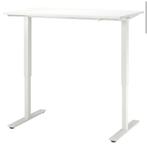 Ikea Bureau Trotten zit/sta, wit, 120x70 cm, Huis en Inrichting, Bureaus, In hoogte verstelbaar, Zo goed als nieuw, Stabureau