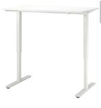 Ikea Bureau Trotten zit/sta, wit, 120x70 cm, Huis en Inrichting, In hoogte verstelbaar, Zo goed als nieuw, Stabureau, Ophalen