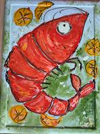 Kleureijkw kunst schildeeij eten kreeft veolijk humor carin, Ophalen of Verzenden