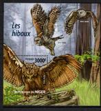 niger 2015 pf blok uilen owls vogels birds of prey, Ophalen of Verzenden, Postfris, Dier of Natuur