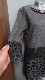 Ana Alcazar prachtige jurk zwart grijs en studs op hals 42, Verzenden, Zwart, Maat 42/44 (L), Zo goed als nieuw