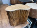 Bijzettafeltje mangohout echt travertin 50x35x40 hoge kortin, Ophalen, Minder dan 45 cm, Minder dan 55 cm, Nieuw
